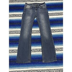 Y2K Sound Girl Womens Size 7 Bootcut Jeans Embellished Rhinestone Flap Pocket